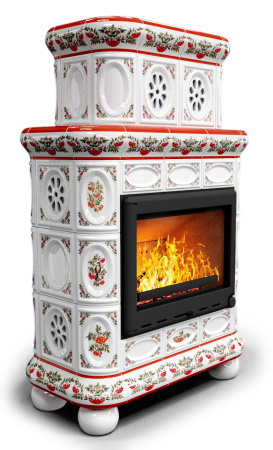 Печь-камин КимрПечъ Медальон Пристенный Двухъярусный - Рябины