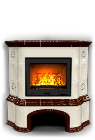 Печь камин КимрПечь Прованс с дровником Угловой Шоколад с топкой Ладья 600