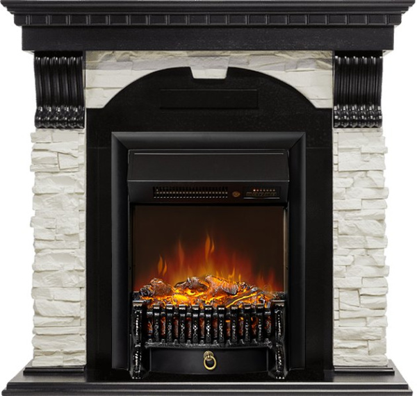 Каминокомплект Dublin - Венге / Сланец белый с очагом Fobos FX M Black RC