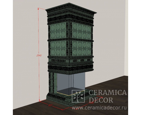 Камин Ceramica Дорф с топкой с 3-сторонним стеклом