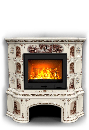 Печь камин КимрПечь Прованс с дровником Угловой Звери с топкой Ладья 600