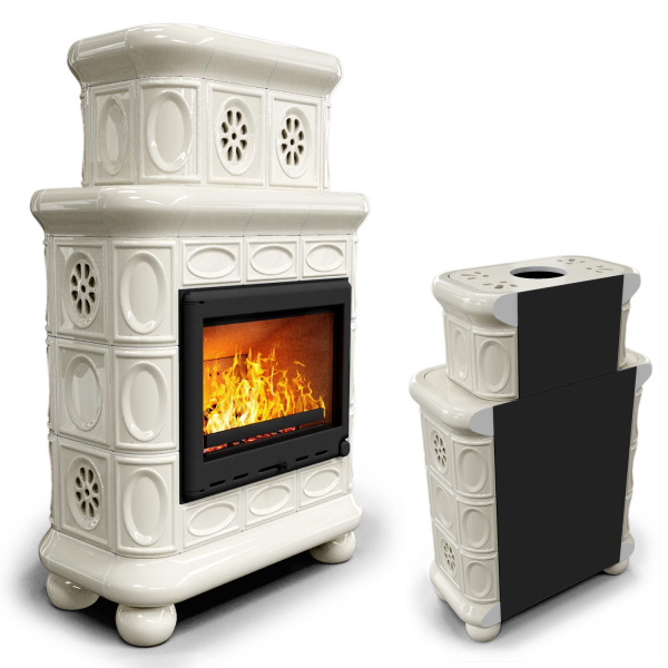 Печь камин КимрПечь Медальон Пристенный Двухъярусный Ваниль