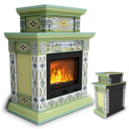 Печь камин КимрПечь Билибин Пристенный Двухъярусный Весна