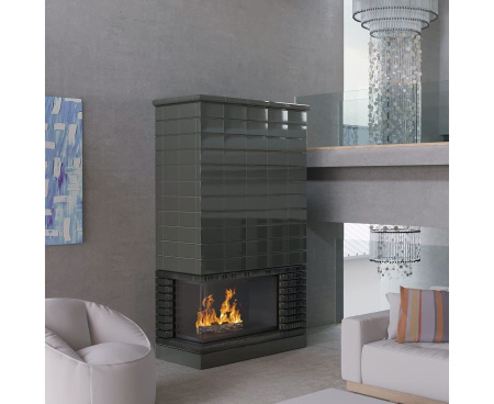 Камин Ceramica Брикс с Г-образным стеклом Камин Ceramica Брикс с Г-образным стеклом