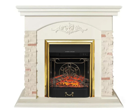 Камин RealFlame NEAPOLIS WT с Majestic Lux Brass