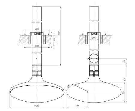 Камин Fireplace 03 D1250 подвесной