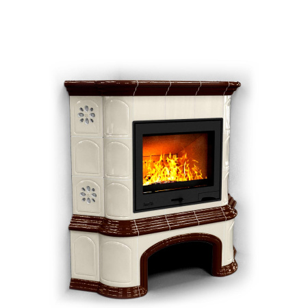 Печь камин КимрПечь Прованс с дровником Угловой Шоколад с топкой Ладья 600