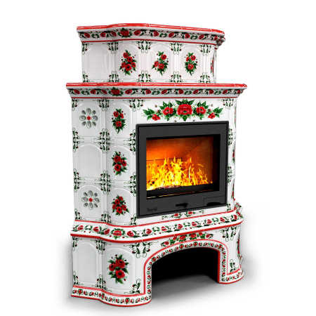 Печь камин КимрПечь Прованс с дровником Угловой двухъярусный Маки с топкой Ладья 600