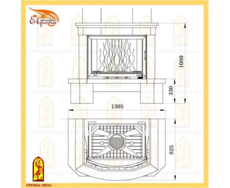 Камин Мета Палермо 800 с топкой Панорама 800П