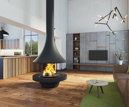 Камин Бордо центральный с остеклением