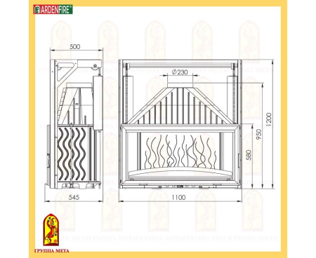 Камин Мета Верона 1100 с топкой Камилла 1100П