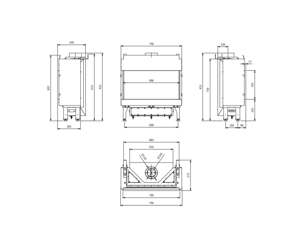 Топка газовая Kratki LEO/70/G31/37MBAR Топка газовая Kratki LEO/70/G31/37MBAR