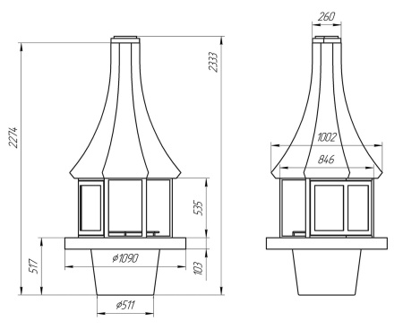 Камин Fireplace -14 островной Камин Fireplace -14 островной